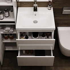 Style Line Мебель для ванной Даймонд 60 Люкс белая, PLUS подвесная – фотография-6